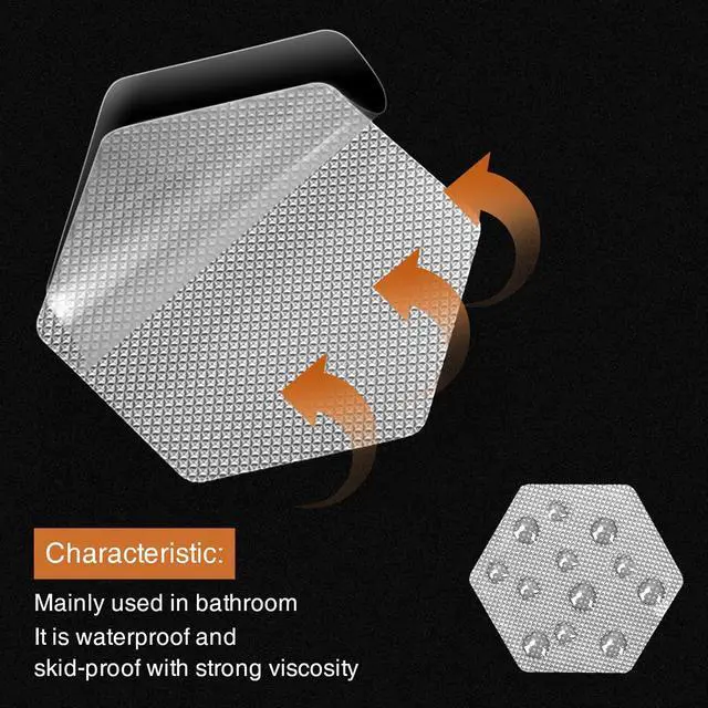 Alt view image 2 of 6 - Original 24 PCS Bathtub Stickers Non-Slip, Hexagon Safety Shower Treads Adhesive Appliques with Premium Scraper