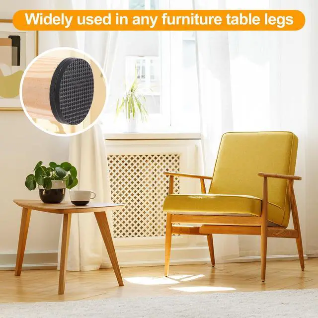Alt view image 3 of 6 - Non Slip Rubber Furniture Pads & Grippers, Self Adhesive Round Floor Protectors for Chair & Table Legs and Feet, 1 Inch, 48 Pack, Round