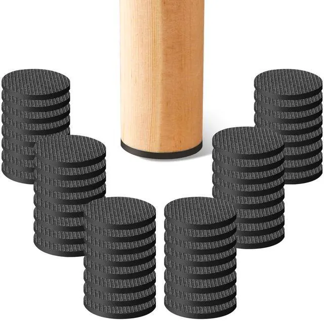 Main image of Non Slip Rubber Furniture Pads & Grippers, Self Adhesive Round Floor Protectors for Chair & Table Legs and Feet, 1 Inch, 48 Pack, Round