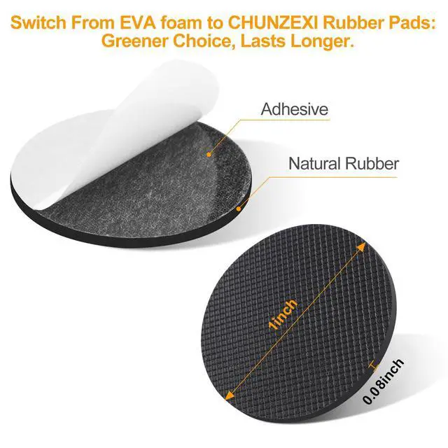 Alt view image 2 of 6 - Non Slip Rubber Furniture Pads & Grippers, Self Adhesive Round Floor Protectors for Chair & Table Legs and Feet, 1 Inch, 48 Pack, Round