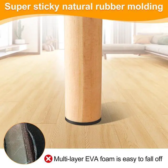 Alt view image 4 of 6 - Non Slip Rubber Furniture Pads & Grippers, Self Adhesive Round Floor Protectors for Chair & Table Legs and Feet, 1 Inch, 48 Pack, Round
