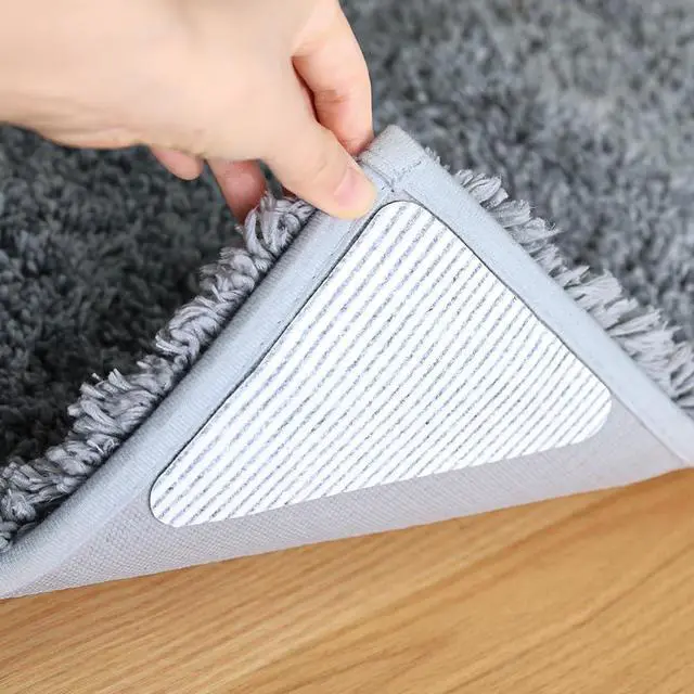 Main image of Rug Pads Gripper, Anti Slip Carpet Grippers for Vinyl Floors, Area Rug Pad Grippers Extra Sticky on Tile, Non-Slip Rug Pads Stopper for Hardwood Floor Rug Tape Stickers 12x12cm 4 Pieces