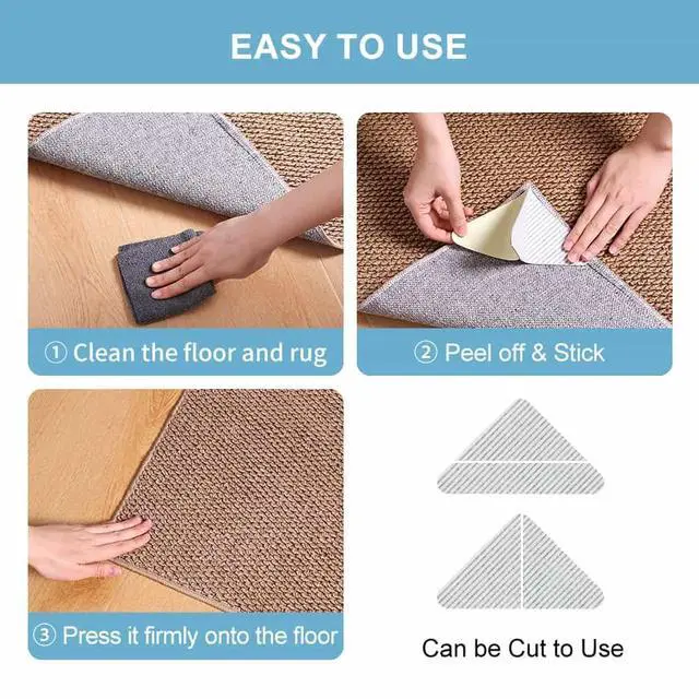Alt view image 5 of 7 - Rug Pads Gripper, Anti Slip Carpet Grippers for Vinyl Floors, Area Rug Pad Grippers Extra Sticky on Tile, Non-Slip Rug Pads Stopper for Hardwood Floor Rug Tape Stickers 12x12cm 4 Pieces
