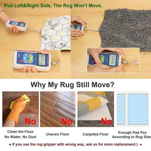 Alt view image 4 of 7 - Rug Pads Gripper, Anti Slip Carpet Grippers for Vinyl Floors, Area Rug Pad Grippers Extra Sticky on Tile, Non-Slip Rug Pads Stopper for Hardwood Floor Rug Tape Stickers 12x12cm 4 Pieces