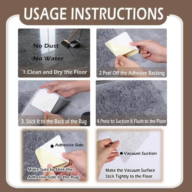 Alt view image 7 of 7 - Rug Pads Gripper, Anti Slip Carpet Grippers for Vinyl Floors, Area Rug Pad Grippers Extra Sticky on Tile, Non-Slip Rug Pads Stopper for Hardwood Floor Rug Tape Stickers 12x12cm 4 Pieces