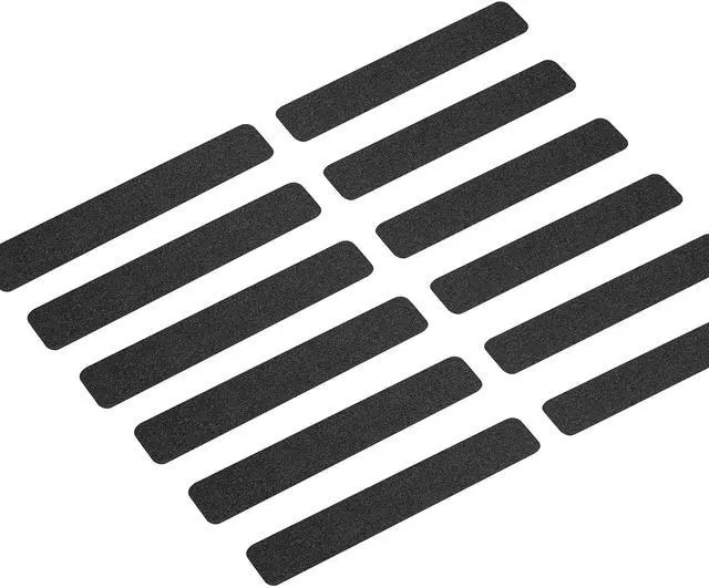 Main image of Anti Slip Traction Treads Black (12-Pack), 2" X 12", Best Grip Tape 80 Grit Non Slip, Pre-Cut Strips, Rounded Corners - Right Size and Ready to Use for Easy Application