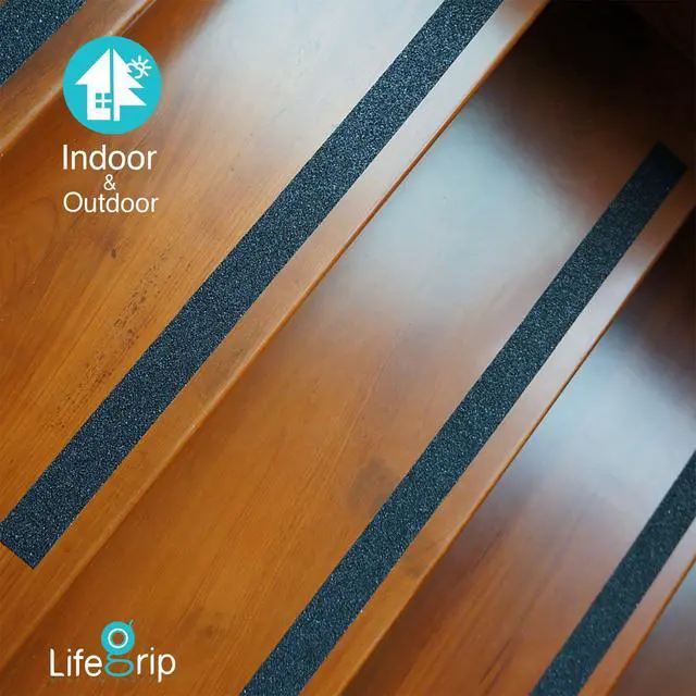 Alt view image 6 of 7 - Anti Slip Traction Treads Black (12-Pack), 2" X 12", Best Grip Tape 80 Grit Non Slip, Pre-Cut Strips, Rounded Corners - Right Size and Ready to Use for Easy Application