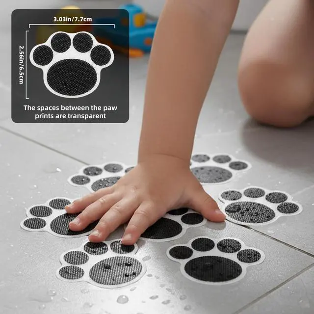 Alt view image 3 of 6 - 10 Pack of Bathtub Non Slip Stickers, Shower Floor Anti Slip Sticky Grips, Bathroom Decals, Paw Print, Small Size