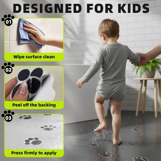 Alt view image 5 of 6 - 10 Pack of Bathtub Non Slip Stickers, Shower Floor Anti Slip Sticky Grips, Bathroom Decals, Paw Print, Small Size