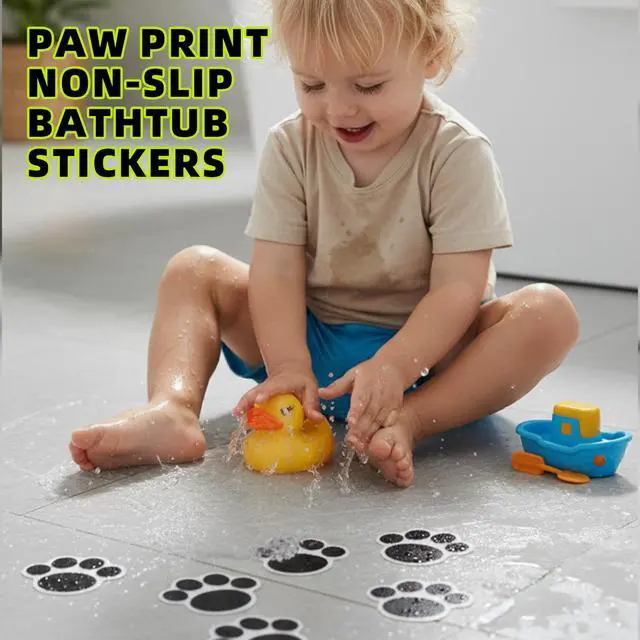 Alt view image 6 of 6 - 10 Pack of Bathtub Non Slip Stickers, Shower Floor Anti Slip Sticky Grips, Bathroom Decals, Paw Print, Small Size