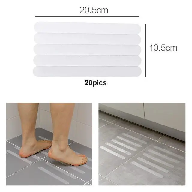 Alt view image 3 of 7 - Anti-slip Strips, Safety Shower Treads Stickers - 24 Pcs, Bathtub Non Slip Stickers, Anti Skid Tape for Shower,Tub,Steps, Floor-Strength Adhesive Grip Appliques for Baby,Senior,Adult (Clear)8 x 0.8In