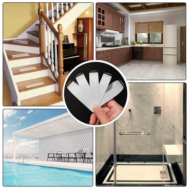 Alt view image 5 of 7 - Anti-slip Strips, Safety Shower Treads Stickers - 24 Pcs, Bathtub Non Slip Stickers, Anti Skid Tape for Shower,Tub,Steps, Floor-Strength Adhesive Grip Appliques for Baby,Senior,Adult (Clear)8 x 0.8In