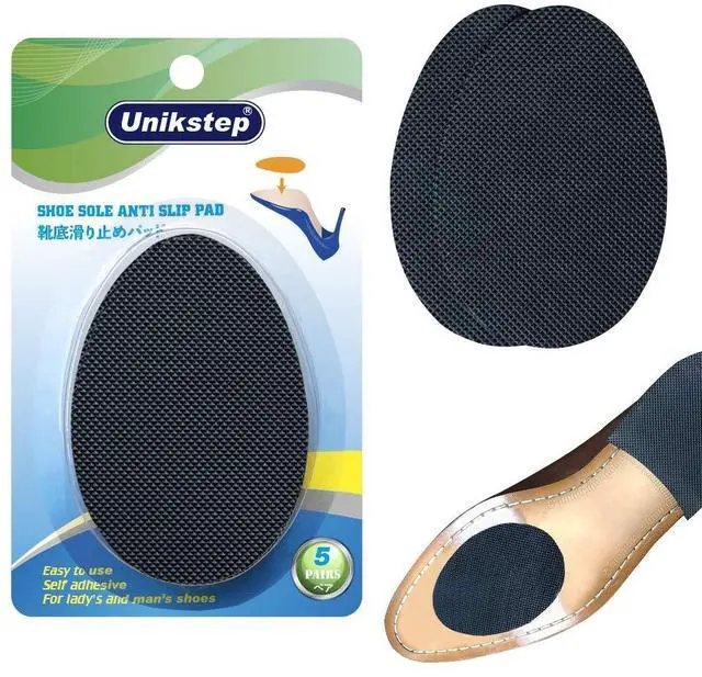 Main image of 5 Pairs Shoe Sole Anti Slip Grips, Non Skid Self Adhesive Rubber Pads, Shoe Bottom and Heel Noise Reduction Stickers and Protectors (Black)