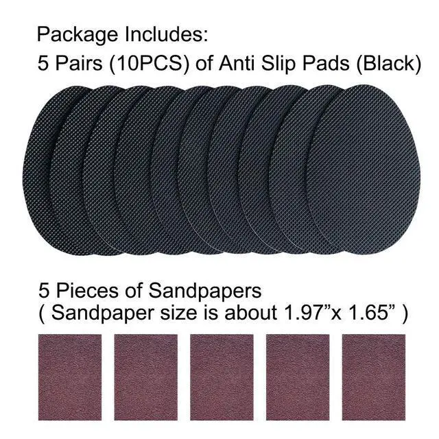 Alt view image 6 of 7 - 5 Pairs Shoe Sole Anti Slip Grips, Non Skid Self Adhesive Rubber Pads, Shoe Bottom and Heel Noise Reduction Stickers and Protectors (Black)