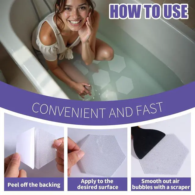 Alt view image 3 of 7 - 24 PCS Non Slip Bathtub Stickers with Strong Adhesive, Anti Slip Shower Stickers Safety for Bath Tub, Shower Floor, Stairs, Ladders, Hexagon