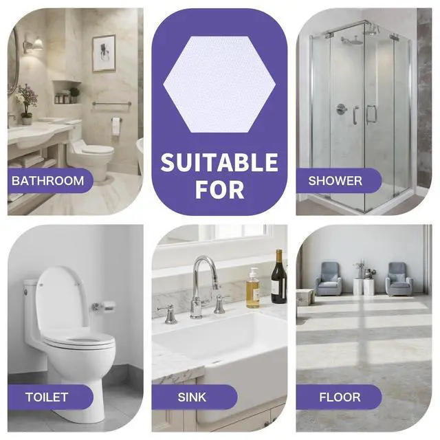 Alt view image 6 of 7 - 24 PCS Non Slip Bathtub Stickers with Strong Adhesive, Anti Slip Shower Stickers Safety for Bath Tub, Shower Floor, Stairs, Ladders, Hexagon