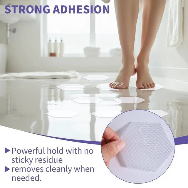 Alt view image 7 of 7 - 24 PCS Non Slip Bathtub Stickers with Strong Adhesive, Anti Slip Shower Stickers Safety for Bath Tub, Shower Floor, Stairs, Ladders, Hexagon