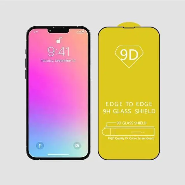 Main image of 9D Tempered Glass Screen Protector compatible with iPhone 14pro, Edge to Edge 9H Glass Shield, 6.1In
