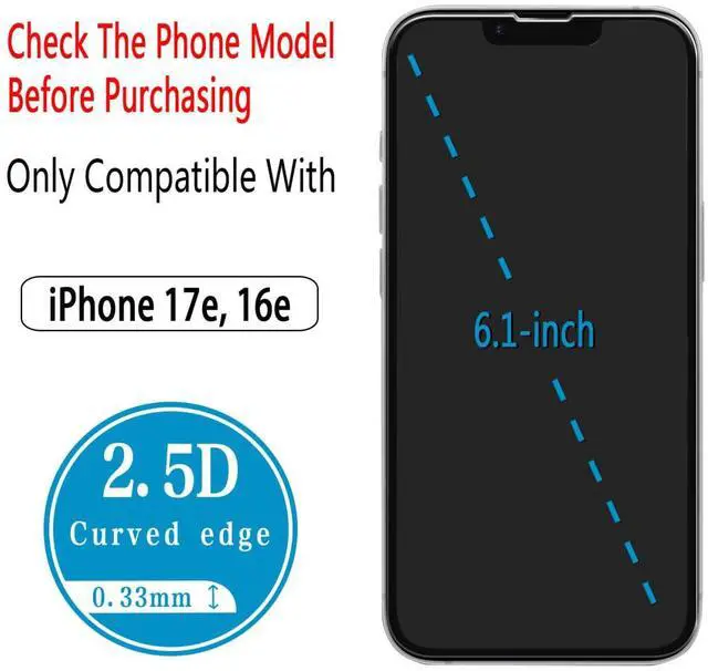 Alt view image 3 of 7 - (2 Pack) Screen Protector for iPhone 17e / iPhone 16e Tempered Glass, Anti Scratch, Bubble Free