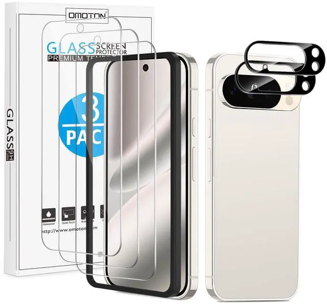 Main image of 3+2 Pack for Google Pixel 10 Pro Screen Protector 6.3 inch, 3 Pack Tempered Glass Screen Protector&2 Pack Camera Lens Protector with Alignment Framework, Case Friendly(Not for 10/10 Pro XL)