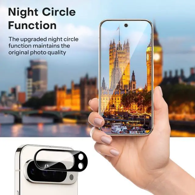 Alt view image 4 of 7 - 3+2 Pack for Google Pixel 10 Pro Screen Protector 6.3 inch, 3 Pack Tempered Glass Screen Protector&2 Pack Camera Lens Protector with Alignment Framework, Case Friendly(Not for 10/10 Pro XL)
