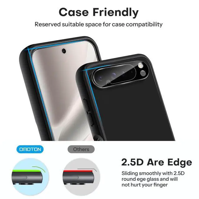 Alt view image 6 of 7 - 3+2 Pack for Google Pixel 10 Pro Screen Protector 6.3 inch, 3 Pack Tempered Glass Screen Protector&2 Pack Camera Lens Protector with Alignment Framework, Case Friendly(Not for 10/10 Pro XL)