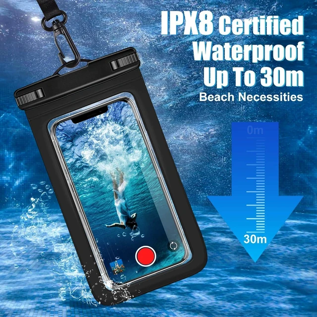 Alt view image 3 of 7 - Waterproof Phone Pouch -2 Pack, IPX8 Universal Waterproof Case Dry Bag Phone Protector for iPhone 17/16/15/14 Pro Max Plus XS XR X8 Galaxy S25 S24 Pixel Up to 8.4"