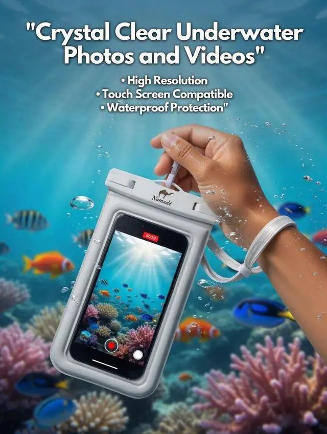 Alt view image 4 of 7 - Nomade - Premium Waterproof Floatable Phone Pouch - Fully Waterproof Phone Case - Underwater Photos - Fully Adjustable Lanyard - Universal Fit Phone Pouch Compatibility - 7 Inch Touch Screen
