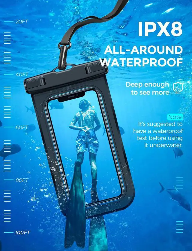 Alt view image 3 of 7 - Waterproof Phone Pouch IP68 Floating Waterproof Phone Case, Dry Bag Beach Cruise Essentials with Adjustable Lanyard for iPhone 16 Pro Max / 15 Pro/Galaxy S24 S23 (Black & Clear & Blue & Pink)