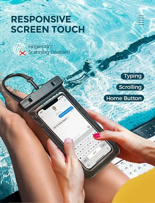 Alt view image 7 of 7 - Waterproof Phone Pouch IP68 Floating Waterproof Phone Case, Dry Bag Beach Cruise Essentials with Adjustable Lanyard for iPhone 16 Pro Max / 15 Pro/Galaxy S24 S23 (Black & Clear & Blue & Pink)