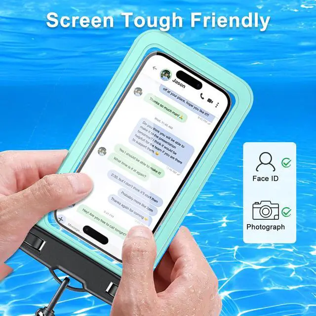 Alt view image 4 of 7 - 2 Pack Waterproof Phone Pouch with Adjustable Lanyard for iPhone 17 16 15 14 13 12 Pro Max, Samsung Galaxy S25/S24 up to 7.5", IPX8 Cellphone Water Proof Phone Case Dry Bags Black/Green