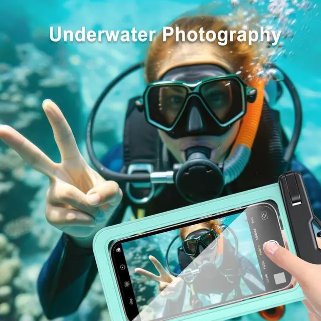 Alt view image 5 of 7 - 2 Pack Waterproof Phone Pouch with Adjustable Lanyard for iPhone 17 16 15 14 13 12 Pro Max, Samsung Galaxy S25/S24 up to 7.5", IPX8 Cellphone Water Proof Phone Case Dry Bags Black/Green