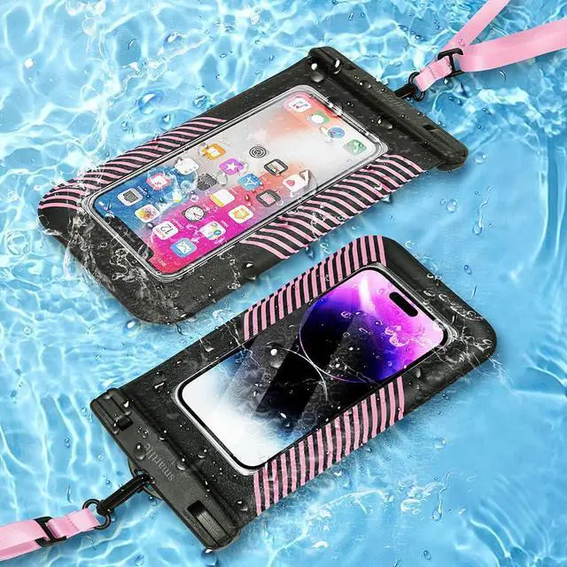 Alt view image 3 of 7 - Floating Waterproof Phone Pouch Bag, IPX8 Floatable Cell Phone Water Protector case Pouch 1PC w/Adjustable Neck Lanyard, for iPhone 15 14 13 Pro Max 12 11, for Galaxy S24 S23 Ultra 7" Pink