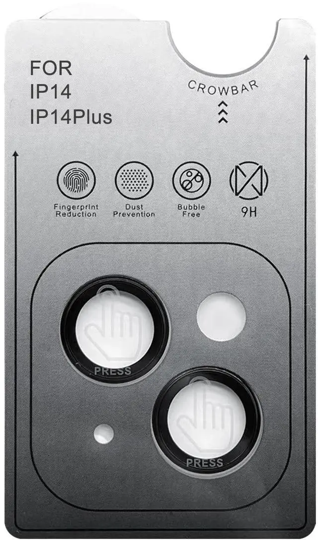 Alt view image 2 of 7 - Camera Lens Protector for iPhone 14 & iPhone 14 Plus, 9H Tempered Glass Camera Screen Cover, Black Metal Individual Ring