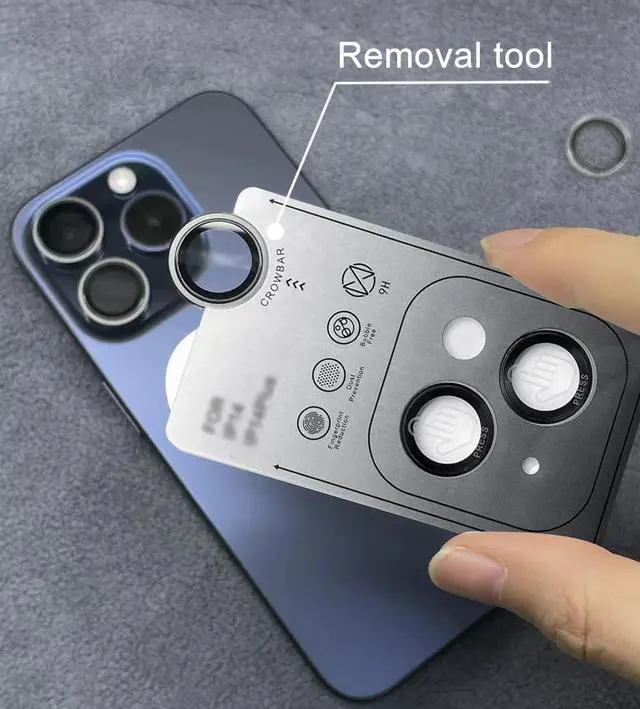 Alt view image 7 of 7 - Camera Lens Protector for iPhone 14 & iPhone 14 Plus, 9H Tempered Glass Camera Screen Cover, Black Metal Individual Ring