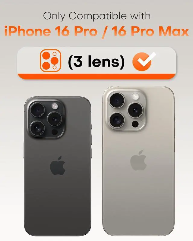 Alt view image 2 of 7 - for 2 Pack iPhone 16 Pro Max Camera Lens Protector/iPhone 16 Pro Camera Lens Protector Tempered Glass HD Individual Scratch Resistant Cover Accessories Case FriendlyBlack