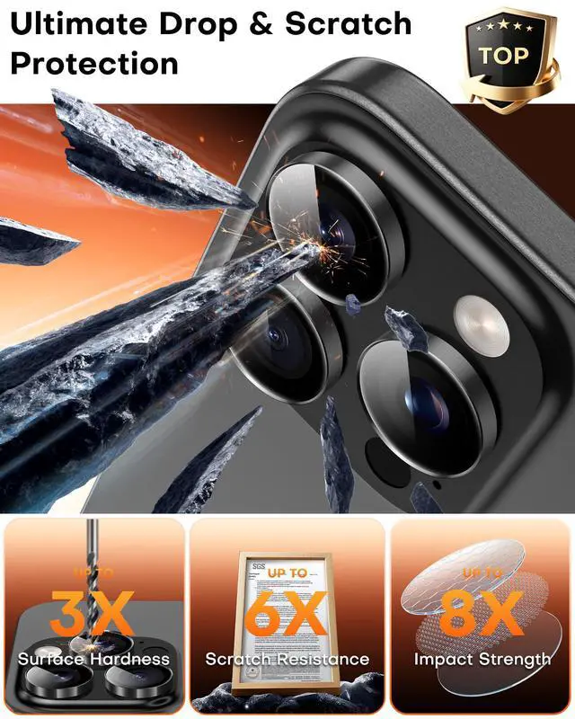 Alt view image 4 of 7 - for 2 Pack iPhone 16 Pro Max Camera Lens Protector/iPhone 16 Pro Camera Lens Protector Tempered Glass HD Individual Scratch Resistant Cover Accessories Case FriendlyBlack
