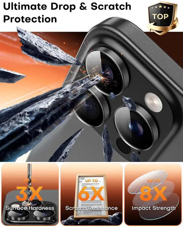 Alt view image 4 of 7 - for 2 Pack iPhone 15 Pro Max Camera Lens Protector/iPhone 15 Pro Camera Lens Protector Tempered Glass HD Individual Scratch Resistant Cover Accessories Case FriendlyBlack