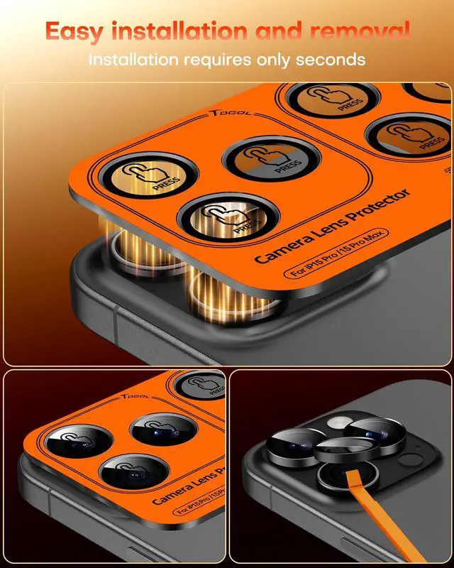 Alt view image 7 of 7 - for 2 Pack iPhone 15 Pro Max Camera Lens Protector/iPhone 15 Pro Camera Lens Protector Tempered Glass HD Individual Scratch Resistant Cover Accessories Case FriendlyBlack