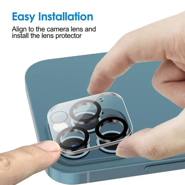 Alt view image 4 of 7 - Camera Lens Protector for iPhone 12 Pro Max 6.7-Inch, 9H Tempered Glass, HD Clear, Anti-Scratch, Case Friendly, Does Not Affect Night Shots, 3-Pack