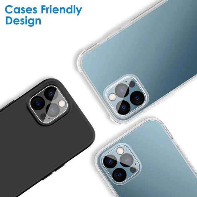Alt view image 5 of 7 - Camera Lens Protector for iPhone 12 Pro Max 6.7-Inch, 9H Tempered Glass, HD Clear, Anti-Scratch, Case Friendly, Does Not Affect Night Shots, 3-Pack