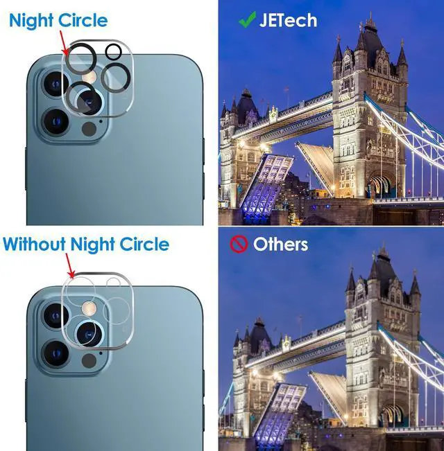 Alt view image 6 of 7 - Camera Lens Protector for iPhone 12 Pro Max 6.7-Inch, 9H Tempered Glass, HD Clear, Anti-Scratch, Case Friendly, Does Not Affect Night Shots, 3-Pack