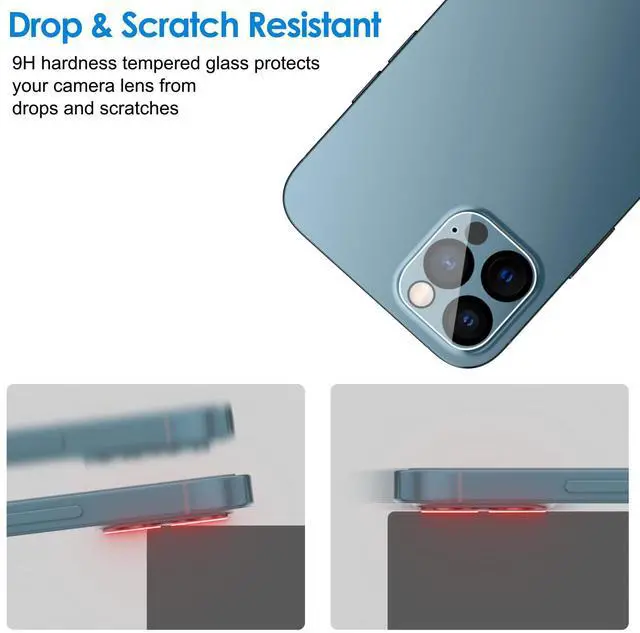 Alt view image 7 of 7 - Camera Lens Protector for iPhone 12 Pro Max 6.7-Inch, 9H Tempered Glass, HD Clear, Anti-Scratch, Case Friendly, Does Not Affect Night Shots, 3-Pack