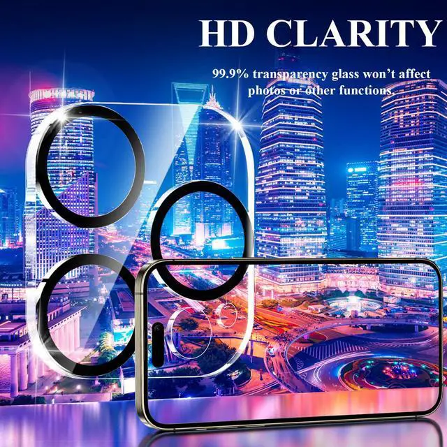 Alt view image 5 of 6 - [5 Pack Designed for iPhone 16 Pro Max Camera Lens Protector, for iPhone 16 Pro Camera Lens Protector, Night Shooting Mode, Anti Scratch HD Clear 9H Hardness Tempered Glass