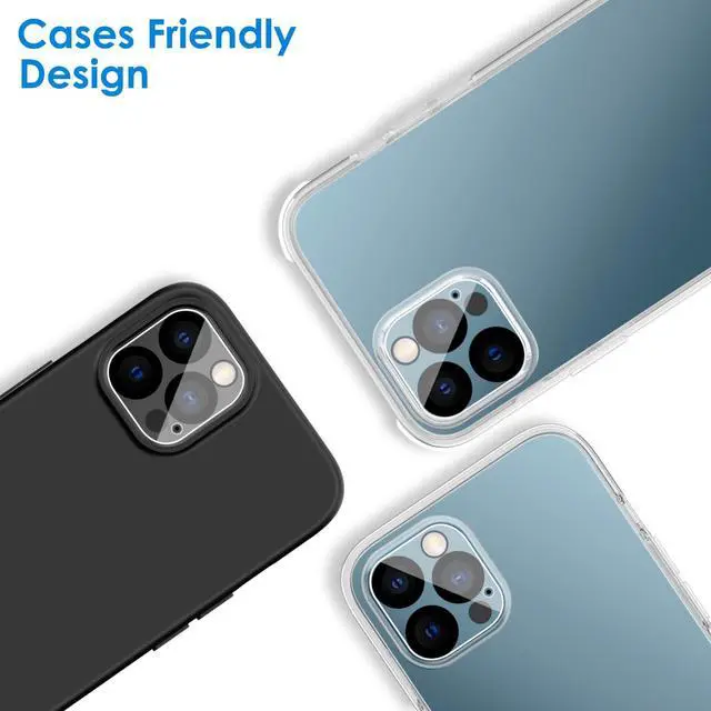 Alt view image 5 of 7 - Camera Lens Protector for iPhone 12 Pro 6.1-Inch, 9H Tempered Glass, HD Clear, Anti-Scratch, Case Friendly, Does Not Affect Night Shots, 3-Pack