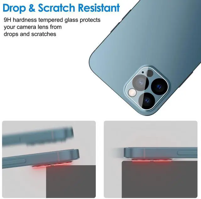 Alt view image 7 of 7 - Camera Lens Protector for iPhone 12 Pro 6.1-Inch, 9H Tempered Glass, HD Clear, Anti-Scratch, Case Friendly, Does Not Affect Night Shots, 3-Pack