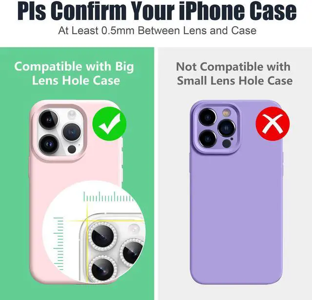 Alt view image 3 of 7 - 3+3 6 Pack for iPhone 16 Pro 6.3" / 16 Pro Max 6.9" Camera Lens Protector, Bling Diamond & Bling Glitter Metal Ring 9H Tempered HD Glass Camera Cover Film, Bling-Silver