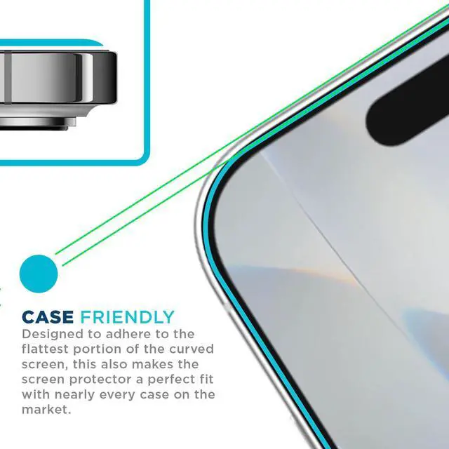 Alt view image 2 of 5 - for iPhone 17 Screen Protector Glass 6.3 inch - Ballistic Tempered, Case Friendly, Sensor Protection, HD, 9H Hardness, 3 Pack