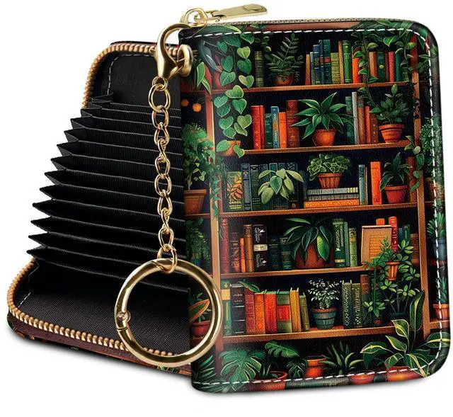 Main image of Credit Card Holder Small Wallet Women Book RFID Blocking Keychain