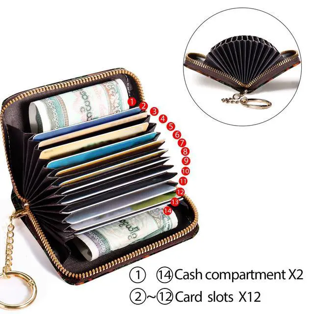 Alt view image 4 of 7 - Credit Card Holder Small Wallet Women Book RFID Blocking Keychain